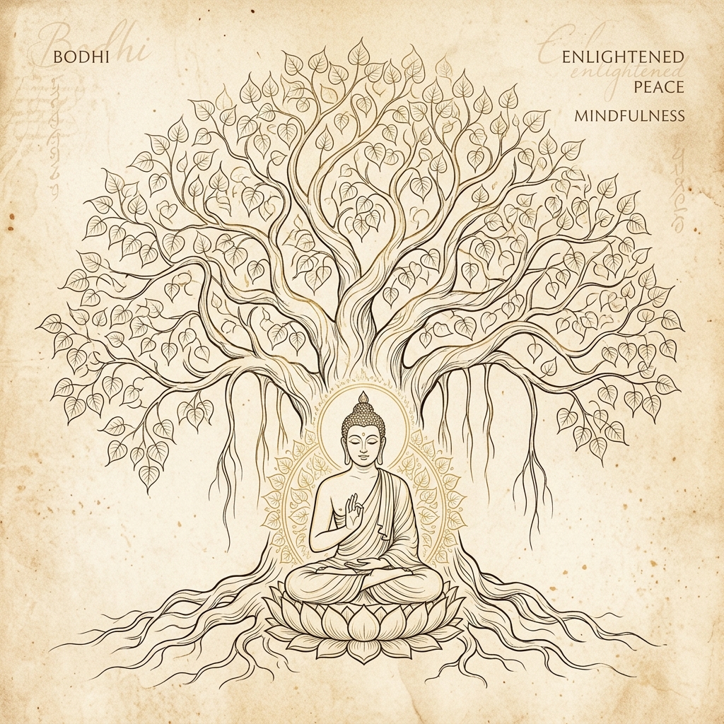 Buddha Meditating under the Bodhi tree